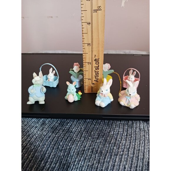 Vtg mini Easter Bunnies Figurines & Decorations Set 10pcs Pastel Colors - Picture 10 of 10